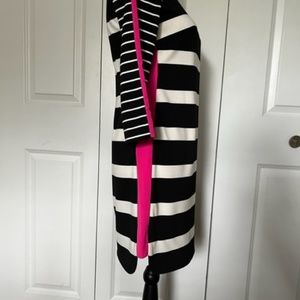 Eliza J Black/White Striped Dress with Hot Pink Detail
